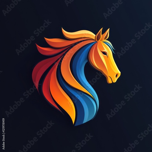 Wallpaper Mural Colorful, stylized horse head profile, dark background. Torontodigital.ca