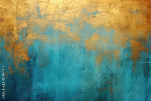 Abstract art gold blue teal illustration