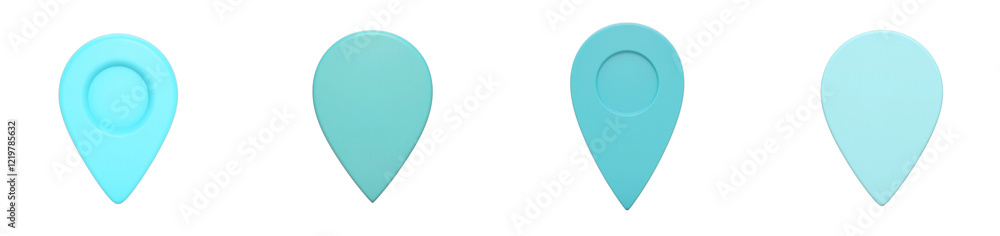 3D turquoise location pin on white, cut out collection pack 3D turquoise location pin on white, cut out collection pack