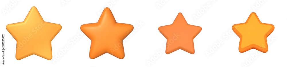 3D orange star icon with beveled edges and matte finish., cut out collection pack 3D orange star icon with beveled edges and matte finish., cut out collection pack