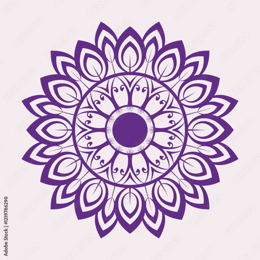 Elegant Purple Mandala Design with Intricate Floral Patterns, vector illustration, geometric pattern Elegant Purple Mandala Design with Intricate Floral Patterns, vector illustration, geometric pattern