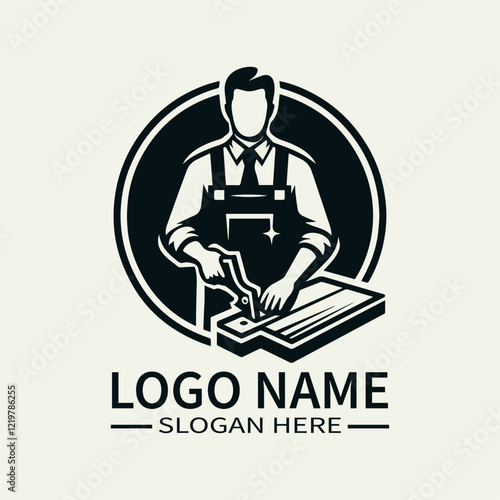 Carpenter Logo Design, Woodworking Logo, Construction Logo with Saw, Handyman Logo, Vintage Carpenter Logo