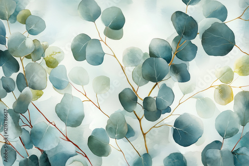 Watercolor eucalyptus foliage