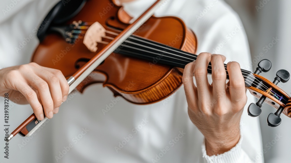 A violinist's hands skillfully maneuver the bow and strings, capturing the elegance and precision of a classical performance in perfect harmony. A violinist's hands skillfully maneuver the bow and strings, capturing the elegance and precision of a classical performance in perfect harmony.