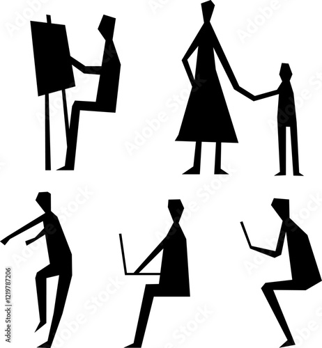 vector illustration of a sketch of a person's silhouette figure in the form of a pencil drawing with articulation of movement for completeness of the image  