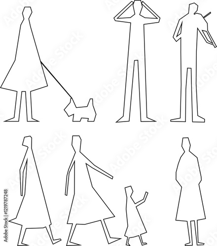 vector illustration of a sketch of a person's silhouette figure in the form of a pencil drawing with articulation of movement for completeness of the image  