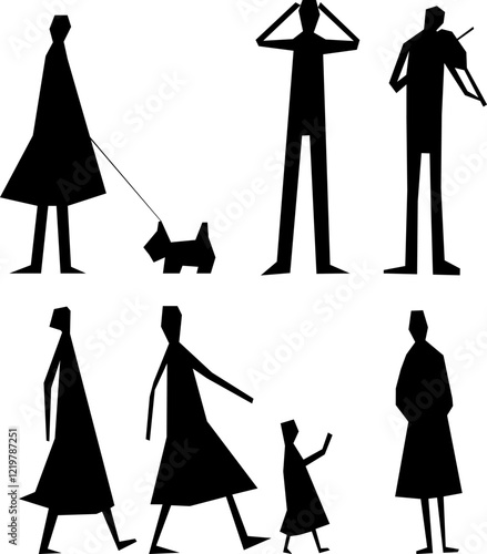 vector illustration of a sketch of a person's silhouette figure in the form of a pencil drawing with articulation of movement for completeness of the image