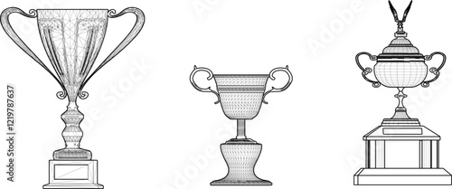 vector illustration of a sketch of a trophy for the competition winner as a form of appreciation  