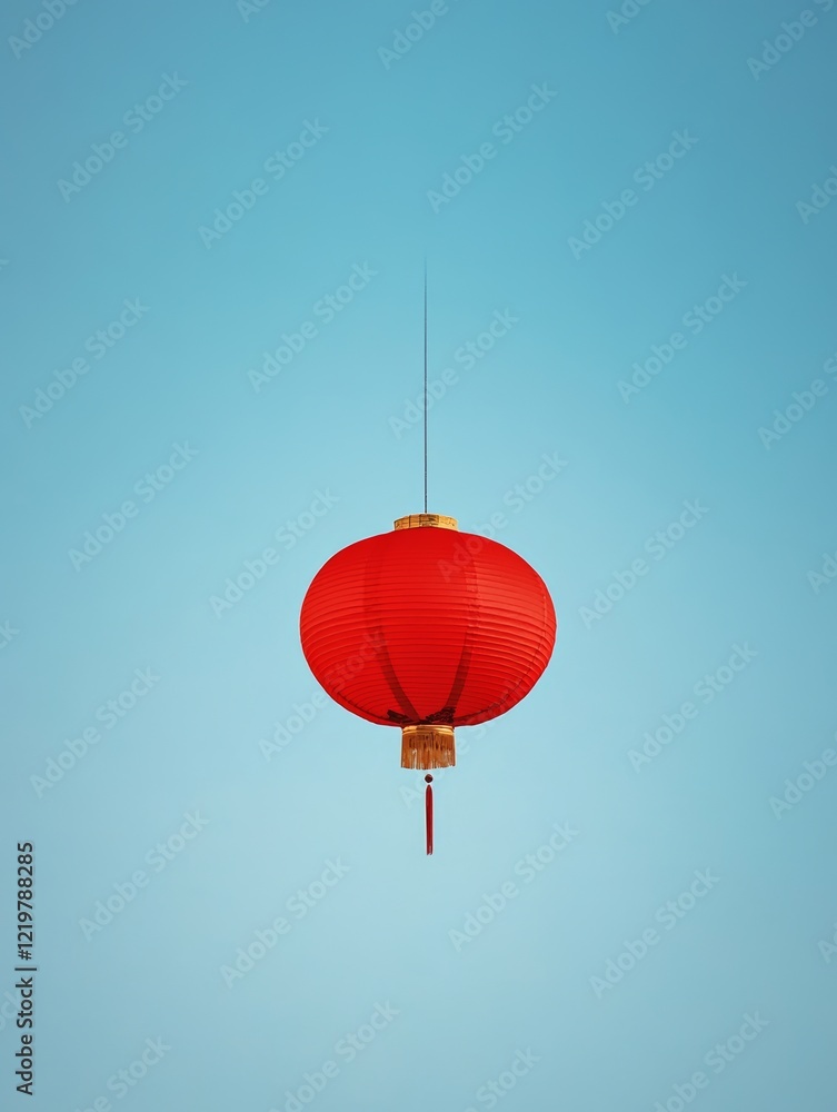 Obraz premium Red Lantern Hanging Against Clear Sky 