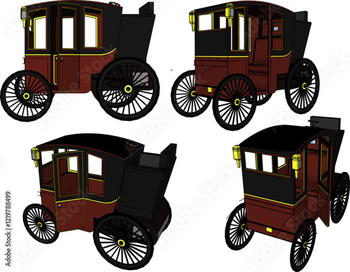 vector illustration of ethnic vintage classic luxury royal horse carriage design