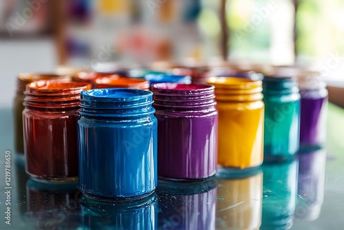 jars with gouache photo