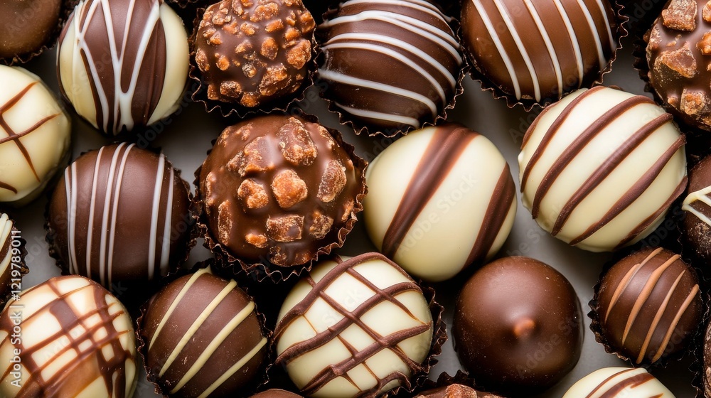 Gourmet Chocolates in Soft Lighting Detail Gourmet Chocolates in Soft Lighting Detail