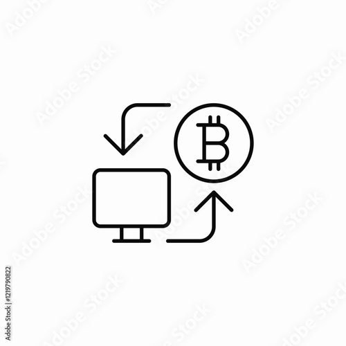 bitcoin desktop transaction icon sign vector