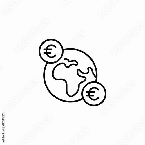 euro global transactions icon sign vector