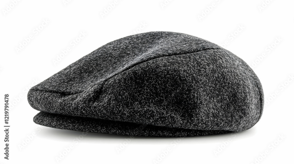 Gray wool flat cap, isolated on white background. Lifestyle fashion accessory Gray wool flat cap, isolated on white background. Lifestyle fashion accessory