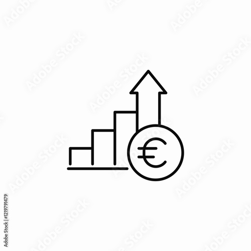 euro rise icon sign vector