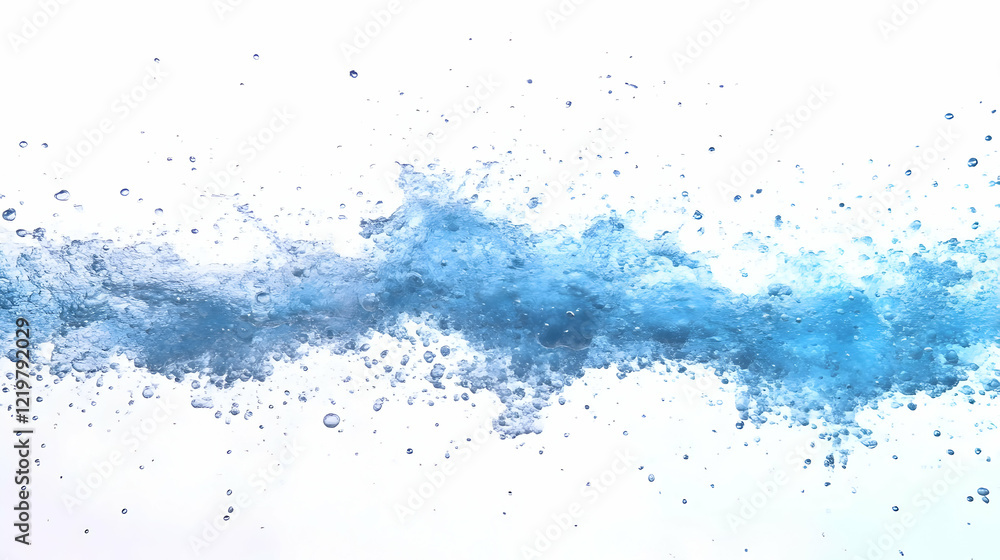 Blue water splash, wave burst, white background, purity, advertising Blue water splash, wave burst, white background, purity, advertising