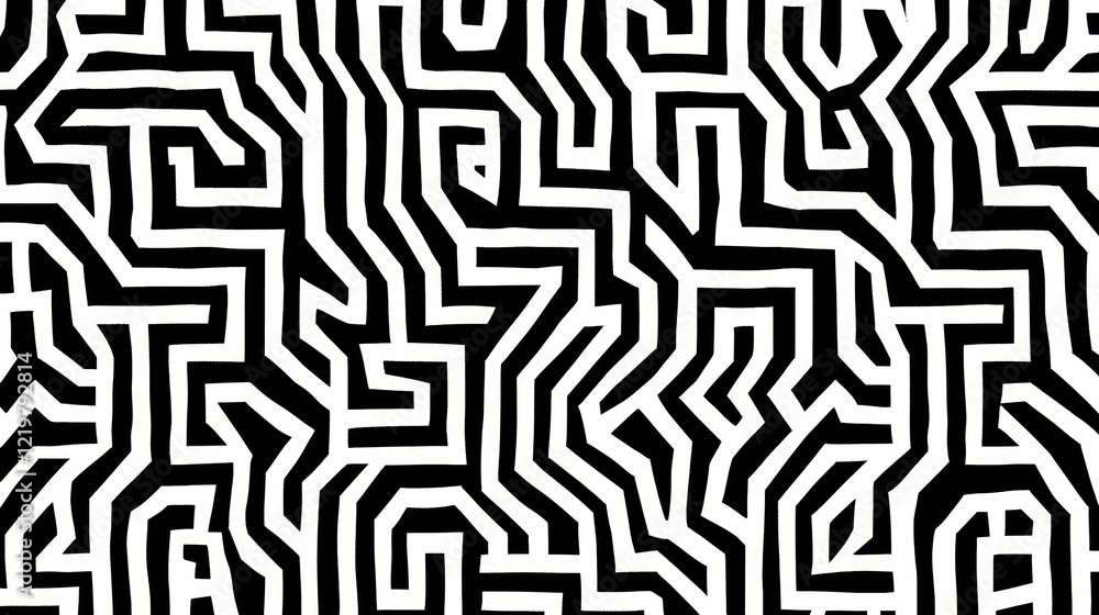 Exploring intricate black and white maze patterns abstract art digital design indoor top down view creativity unleashed Exploring intricate black and white maze patterns abstract art digital design indoor top down view creativity unleashed