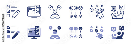 simple questionnaire survey checklist icon line set business opinion feedback evaluation select multiple choice checkmark signs vector illustration for web and app