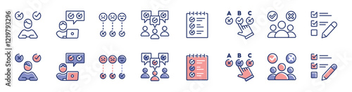 online survey icon line set business feedback questionnaire select checklist option review multiple choice vector opinion poll task evaluation signs illustration for web and app