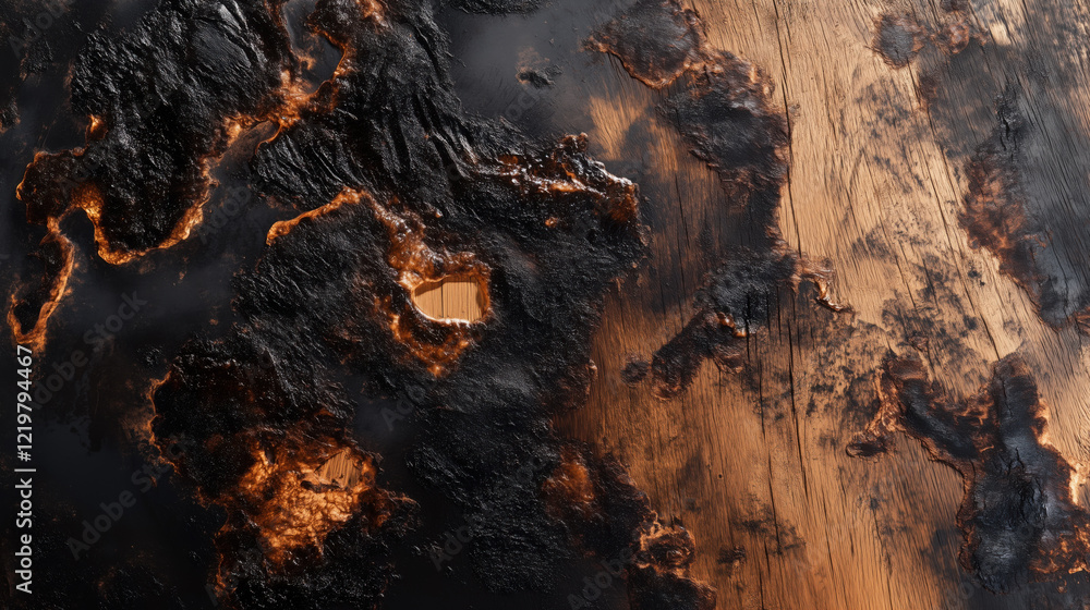 Textured Wooden Surface with Charred, Blackened Edges and a Mix of Dark and Light Patches, Evoking the Dramatic Effect of Fire-Treated Wood Textured Wooden Surface with Charred, Blackened Edges and a Mix of Dark and Light Patches, Evoking the Dramatic Effect of Fire-Treated Wood