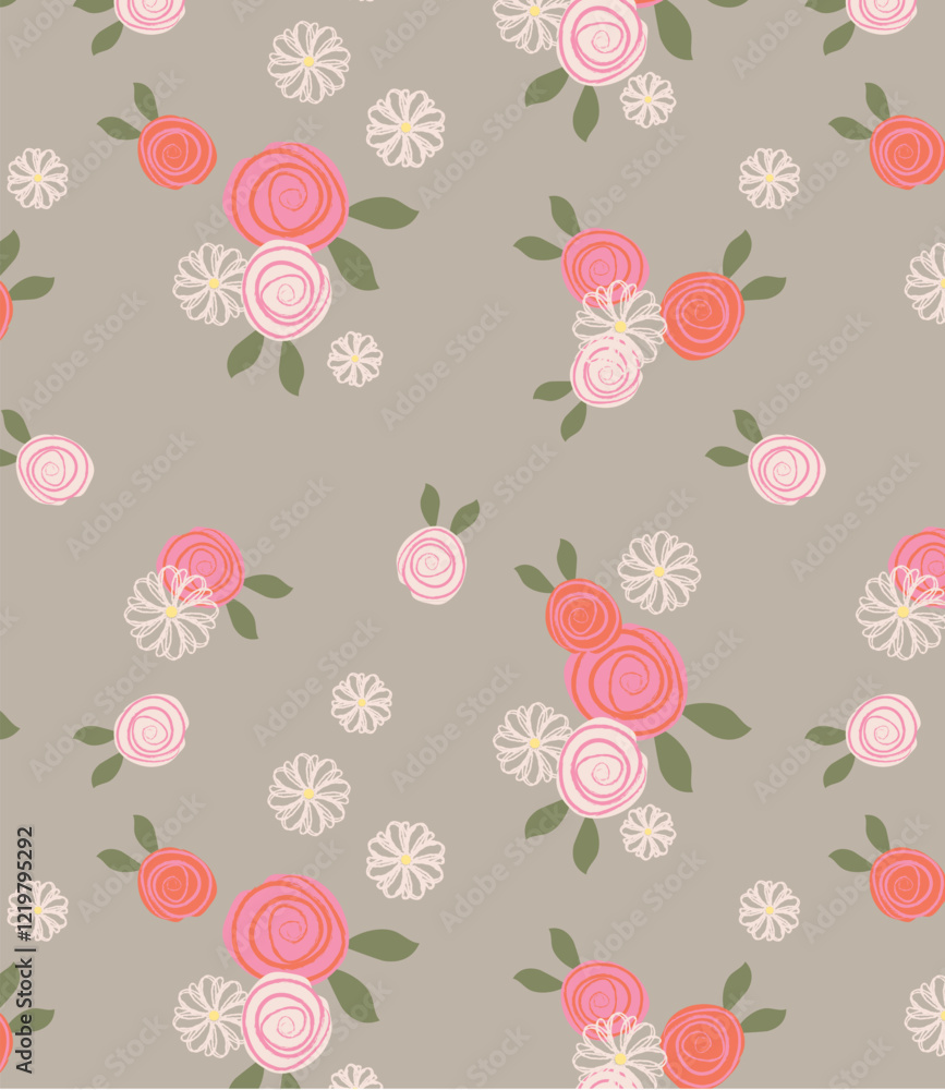 Seamless floral pattern with decorative flowers in elegant repeating design Seamless floral pattern with decorative flowers in elegant repeating design