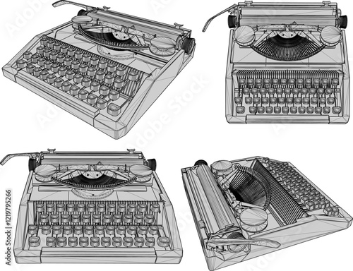 vector illustration of vintage classic old typewriter design for writing letters