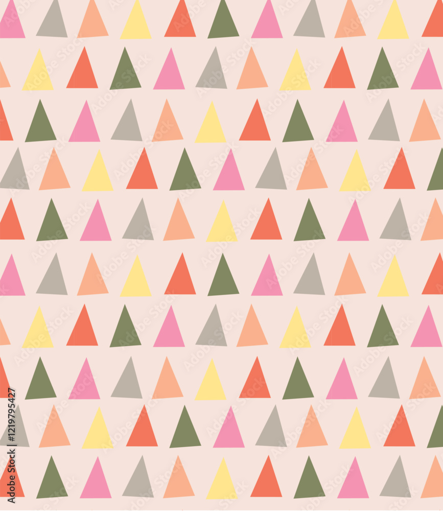 Seamless triangle pattern in soft pastel tones for camping or nature themes
Seamless triangle pattern in soft pastel tones for camping or nature themes