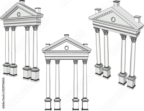vector illustration of vintage classic pergola column building architectural design