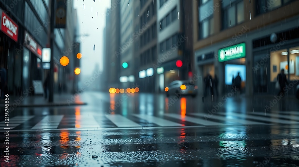 Rainy City Street Scene at Night Rainy City Street Scene at Night