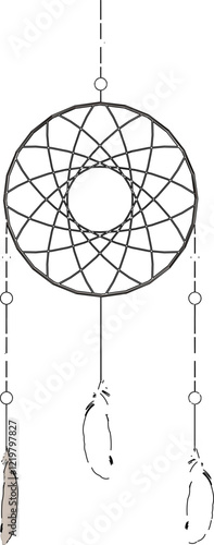 vector sketch illustration of a dream catcher design for decorating a room to catch dreams