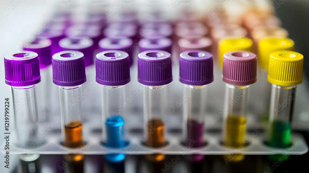 Colorful test tubes in lab, medical research Colorful test tubes in lab, medical research