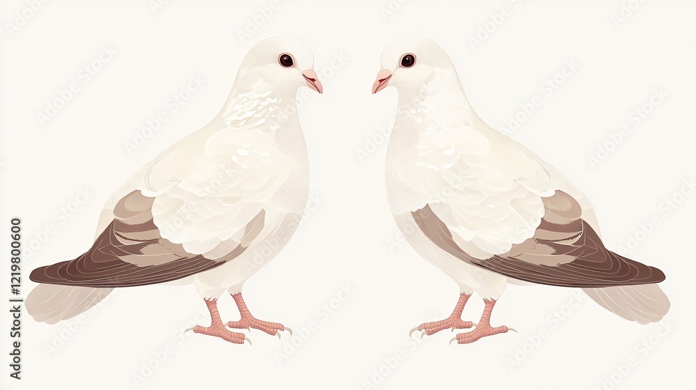 Two White Pigeons - Professional Wildlife Photography Two White Pigeons - Professional Wildlife Photography