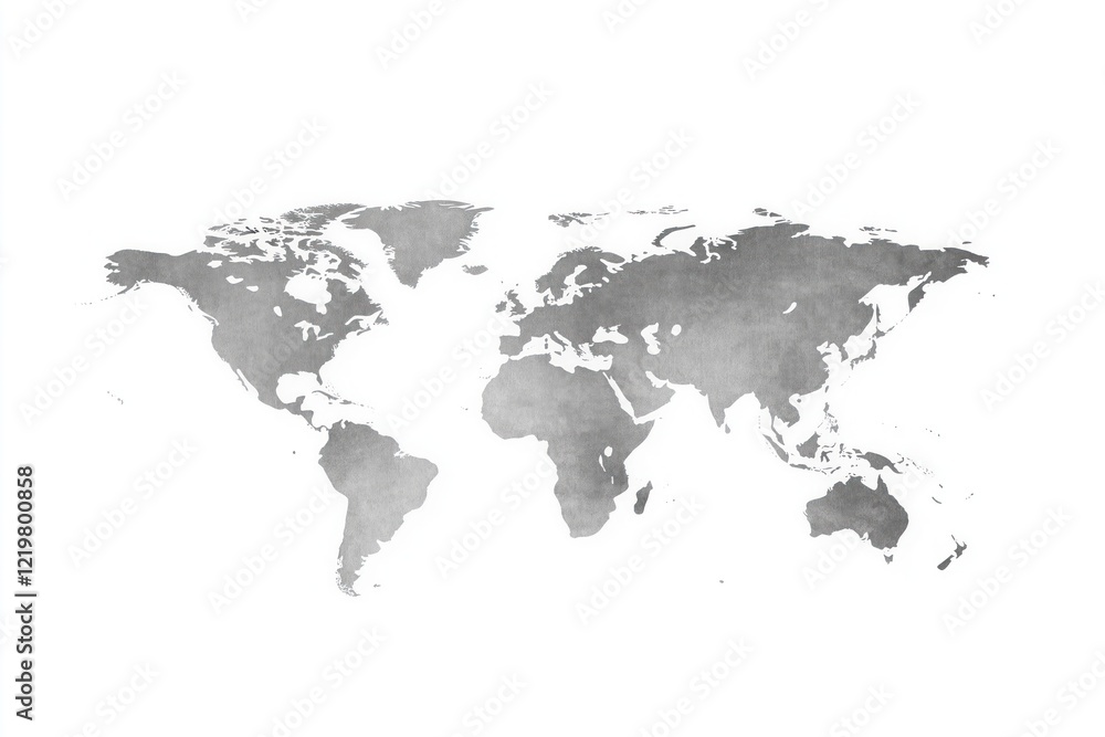 Naklejka premium Grey dotted world map design. Suitable for web site pattern infographic annual report. Simple graphic of global continents. Perfect template for travel design concept tech presentation. Modern,