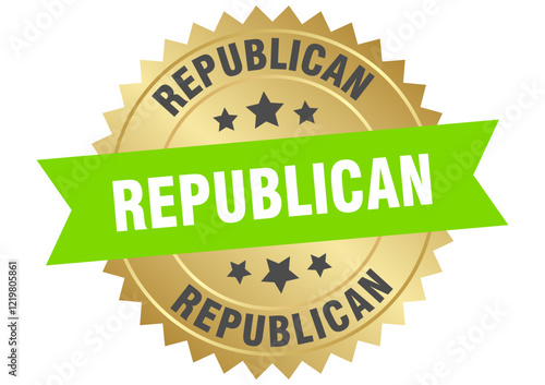 republican. republican round green and gold label isolated on transparent background