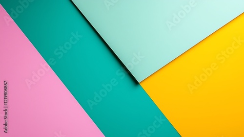 Free Download Abstract Geometric Background with Vibrant Teal, Pink, and Yellow Colors - GFXLoad