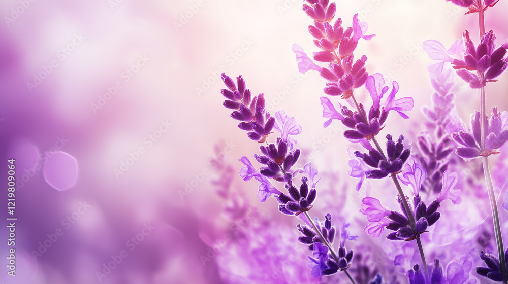 Fototapeta premium Lavender flowers blooming in soft pastel colors, serenity and beauty