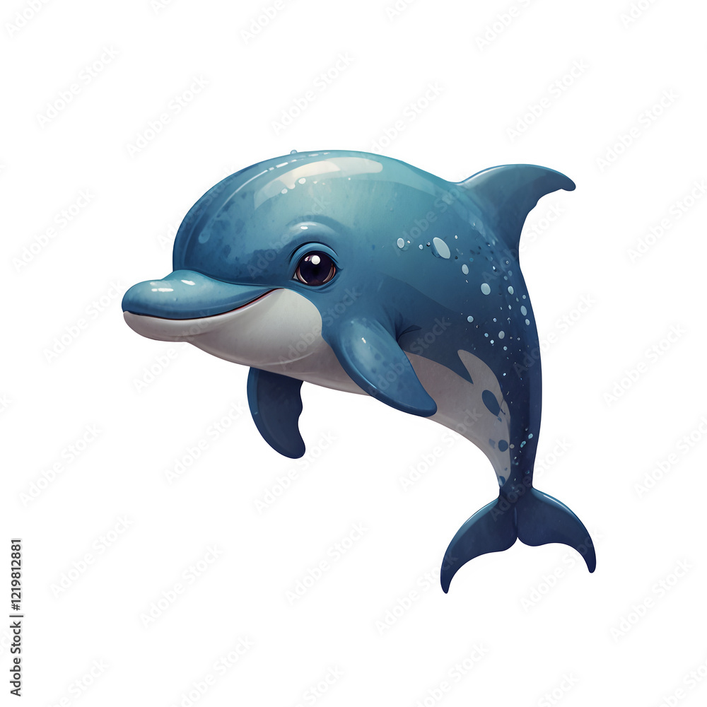 Naklejka premium Cute Cartoon Dolphin Illustration