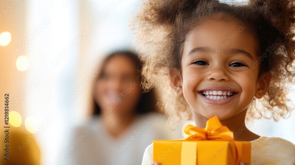 Joyful moments during holiday season with a festive gift at home Joyful moments during holiday season with a festive gift at home