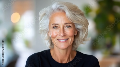 Senior woman enjoys her visit to the dentist with a cheerful smile