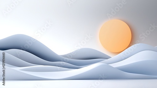 Serene Abstract Landscape with Gentle Waves and a Warm Sunset