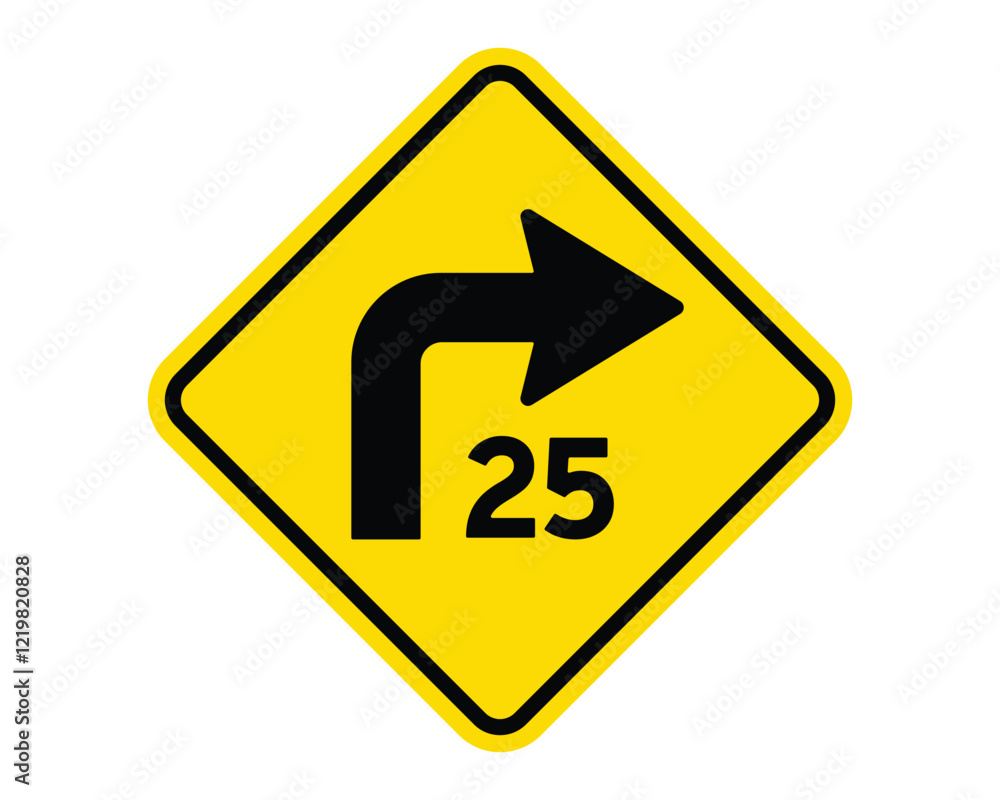 Traffic Sign Indicating Advisory Turn Speed on Public Roads, High-Quality Vectorial Stock Image Traffic Sign Indicating Advisory Turn Speed on Public Roads, High-Quality Vectorial Stock Image