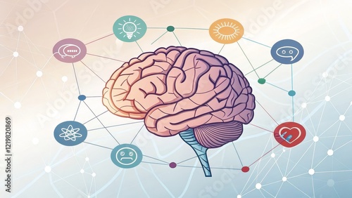 Brain Network Vector Illustration of Connected Mind, Abstract Concept, Neural Pathways Neurology, Neuroscience