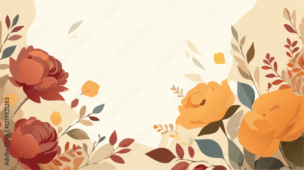 Autumn flowers composition. Abstract vector art floral background vector, wallpaper with watercolor, leaf framed, flower, vivid foliage, aquarelle frame, in green and blue, summer colors. Autumn flowers composition. Abstract vector art floral background vector, wallpaper with watercolor, leaf framed, flower, vivid foliage, aquarelle frame, in green and blue, summer colors.