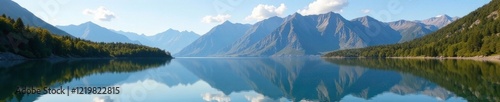 Wallpaper Mural Crater lake reflects the majestic mountain range, calm water surface, scenery, peaceful, reflective Torontodigital.ca