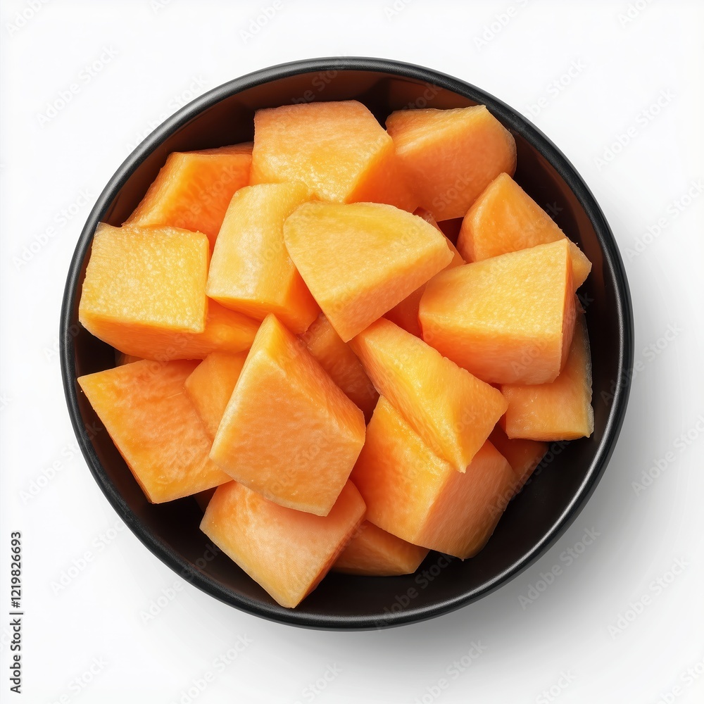 Freshly cut papaya slices arranged in a bowl Freshly cut papaya slices arranged in a bowl