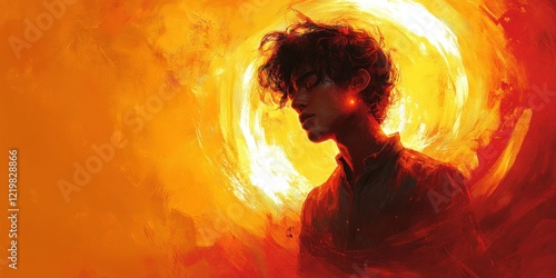 Wallpaper Mural Dynamic Flow of Red and Orange Energy Waves Converging into a Bright Light Center Torontodigital.ca