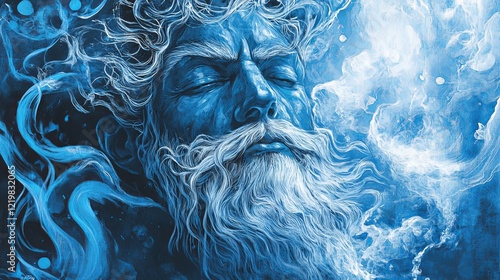 41_illustration style, close up Aeolus depicted controlling swirling winds with glowing streams of air, vibrant blues and whites representing freedom and energy.jpeg