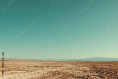 A drought affecting agricultural fields, with parched soil and withered crops under a cloudless sky. 