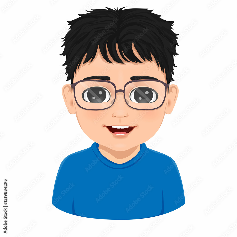 Portrait or face of boy with glasses and smiling Portrait or face of boy with glasses and smiling